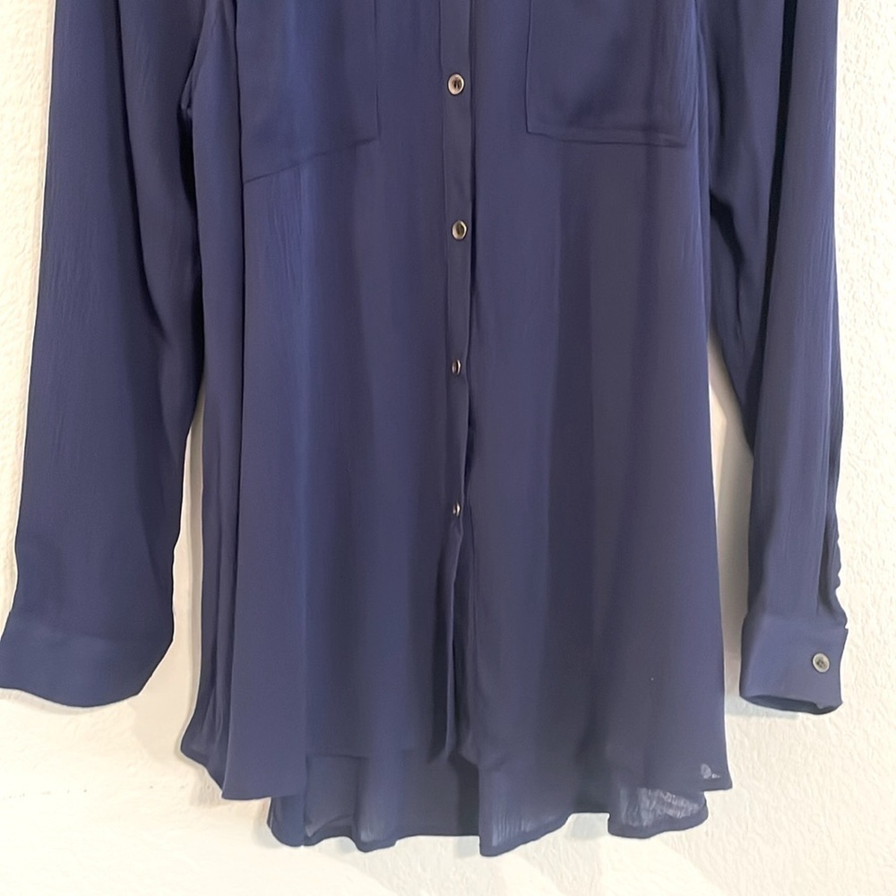 Umgee Women Button Front Shirt Medium Blue Lace Coastal Cowgirl Contemporary - Picture 7 of 15